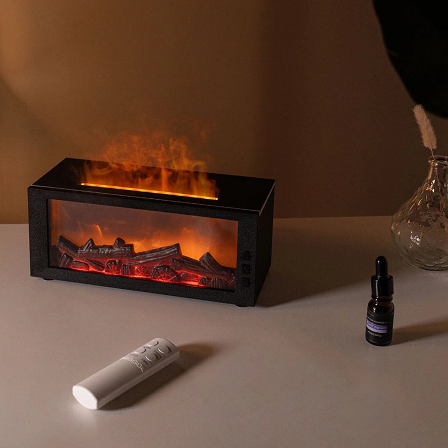 7 Colors Night Light Essential Oil Fireplace Diffuser Fireplace Flame Aromatherapy Fireplace Humidifier Aromatherapy Oil Diffuse