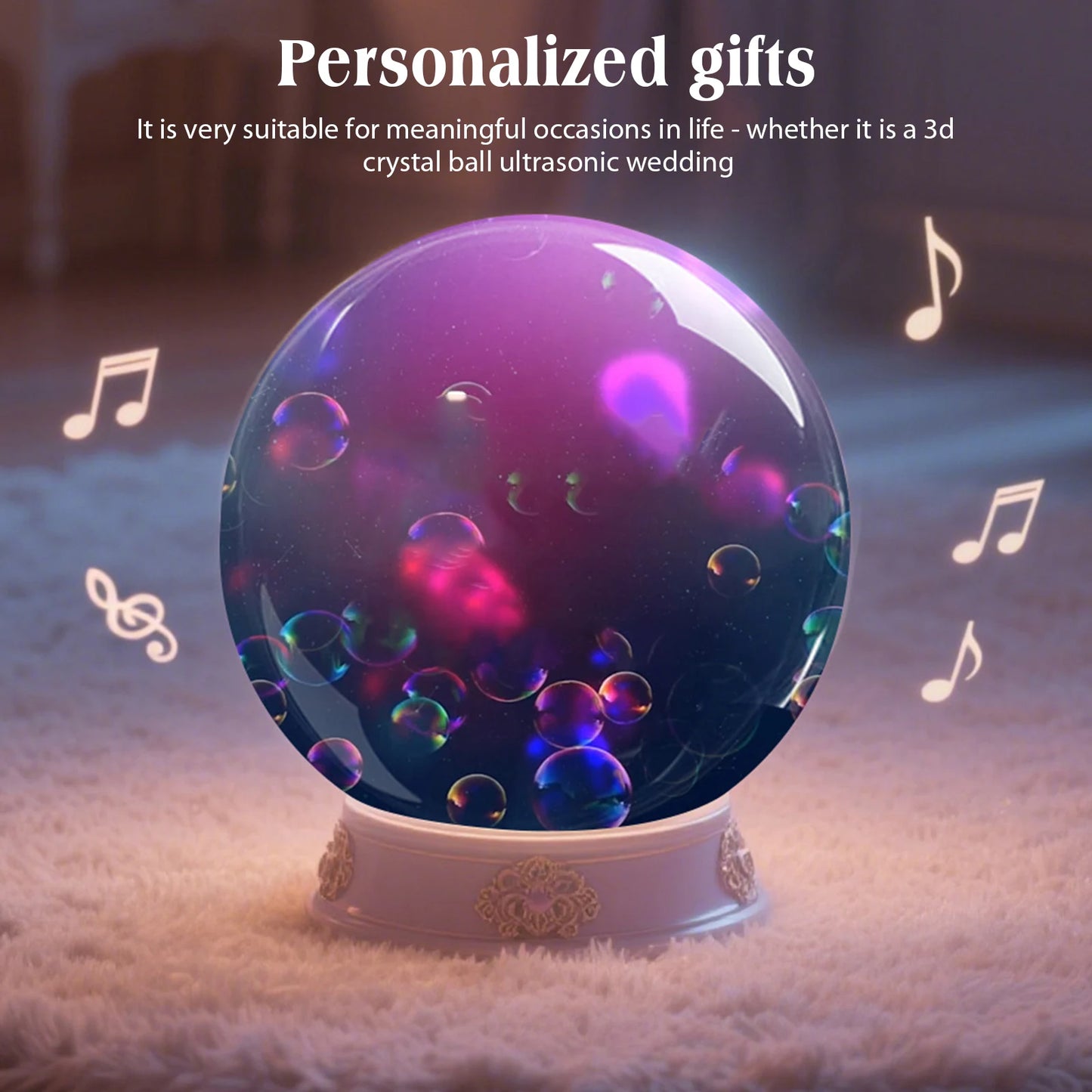 3D Video Crystal Ball with Stand Memory Sphere Lamp with Black Base Memory Orb Lamp Ideal Gift for Expecting Parents