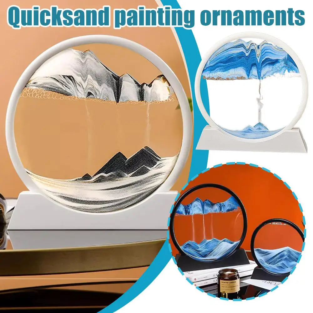 Quicksand Sand View Deep Sea Art Picture 3D Dynamic Office Home Motion Sand Display Decoration Gifts Painting K7S9