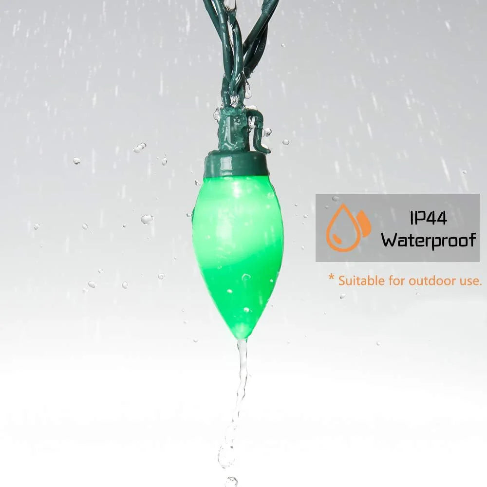 Battery C7 Bulbs Christmas String Lights Remote Control LED Strawberry Garland Fairy Lights Outdoor Lighting Xmas Tree Decor