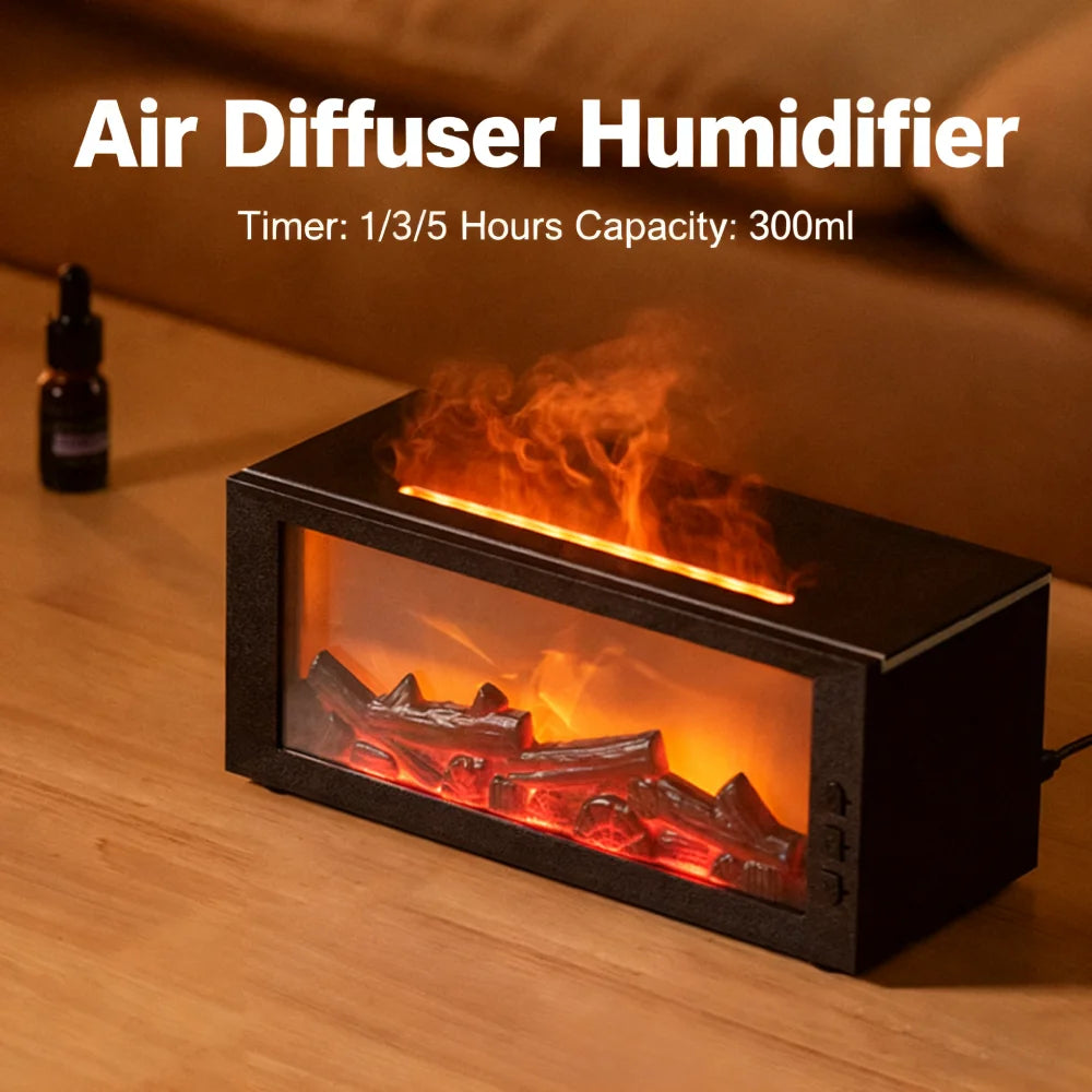 7 Colors Night Light Essential Oil Fireplace Diffuser Fireplace Flame Aromatherapy Fireplace Humidifier Aromatherapy Oil Diffuse