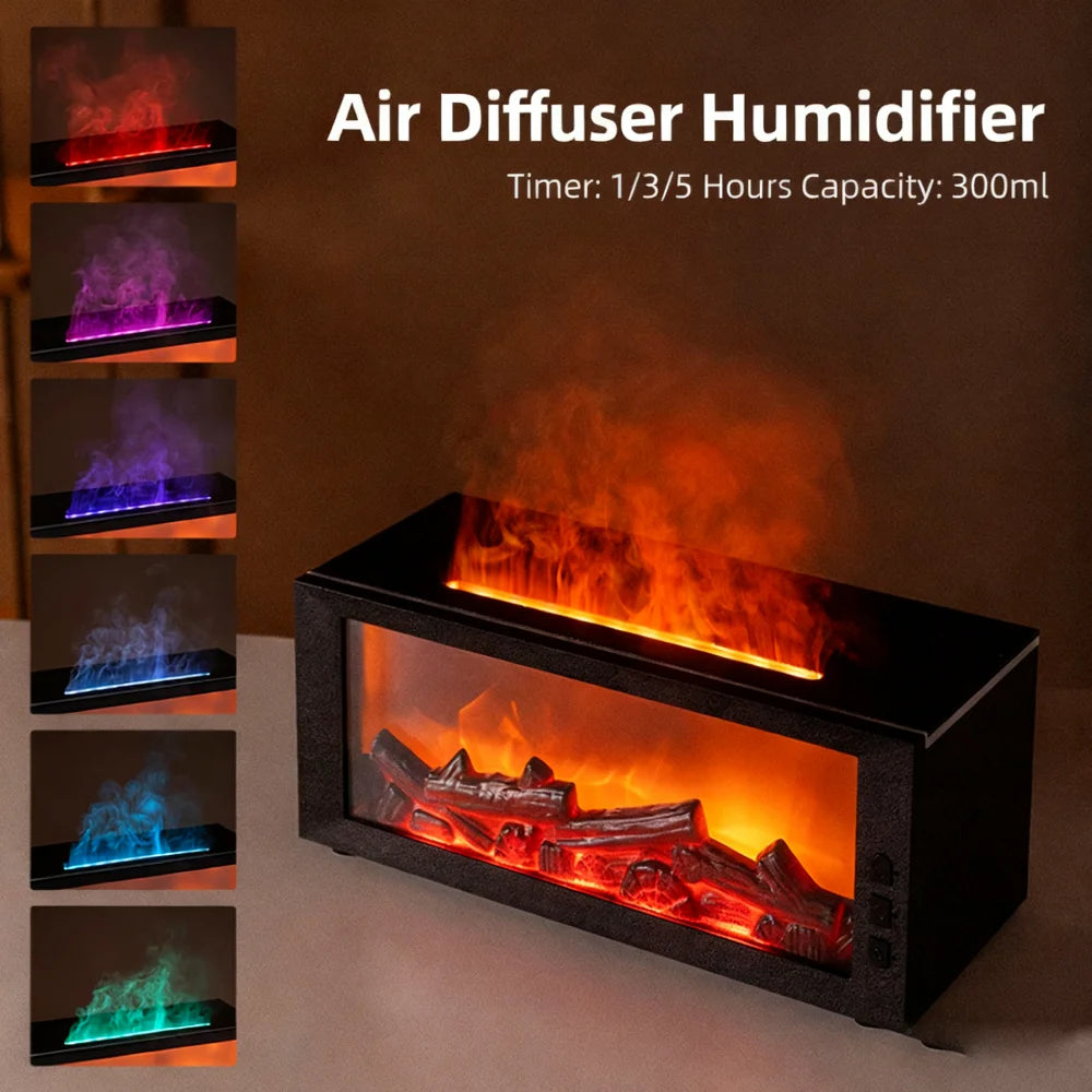7 Colors Night Light Essential Oil Fireplace Diffuser Fireplace Flame Aromatherapy Fireplace Humidifier Aromatherapy Oil Diffuse