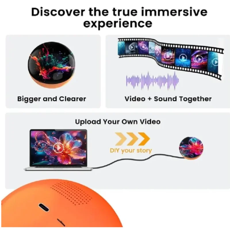 Creative 3D Crystal Ball Video Play Display Room Desktop Art Aesthetics Kawaii Children's Home Decoration Accessories Gifts