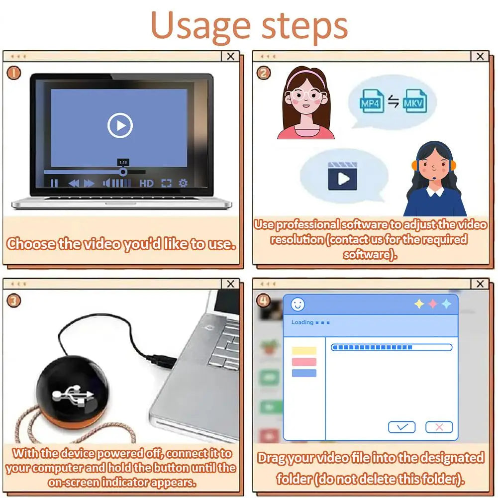 3D Video Crystal Ball DIY Memory Art Glass Ball Lamp Spherical Pixel Display 2.7inchs Screen 4GB Videos Player for Gift