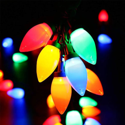 Battery C7 Bulbs Christmas String Lights Remote Control LED Strawberry Garland Fairy Lights Outdoor Lighting Xmas Tree Decor