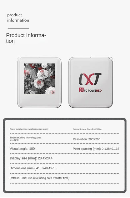 NFC Function Memory Keyring 1.54-inch Three Color Display Screen Image Wireless Transmission Keychain Ink Screen