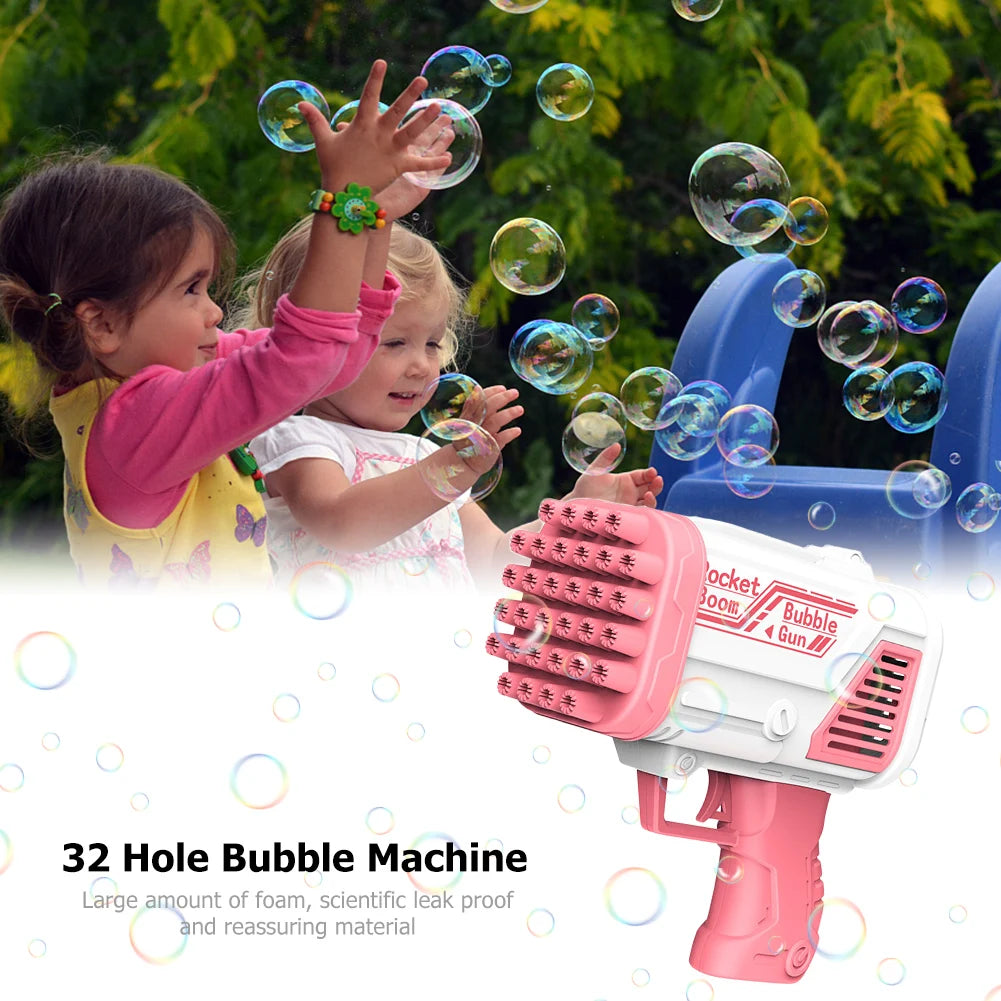 32 Holes Bubble Machine Plastic Electric Shape Automatic Blower Safe Without Liquid Leakproof Anti-Skid Handle for Wedding Props