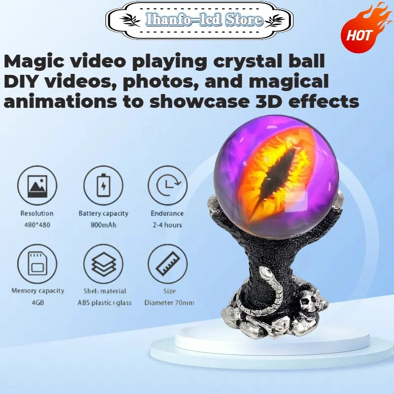 Creative 3D Crystal Ball Video Play Display Room Desktop Art Aesthetics Kawaii Children's Home Decoration Accessories Gifts