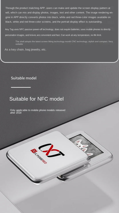 NFC Function Memory Keyring 1.54-inch Three Color Display Screen Image Wireless Transmission Keychain Ink Screen