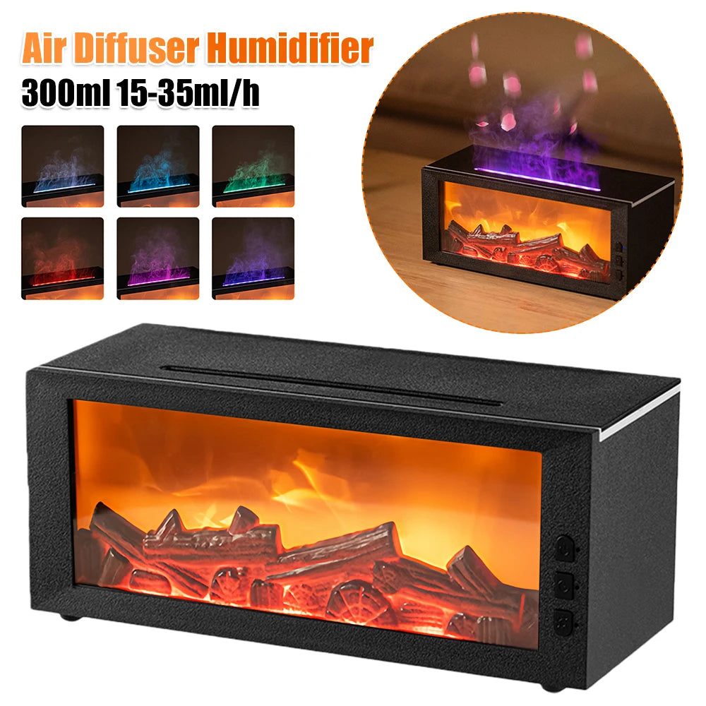 7 Colors Night Light Essential Oil Fireplace Diffuser Fireplace Flame Aromatherapy Fireplace Humidifier Aromatherapy Oil Diffuse