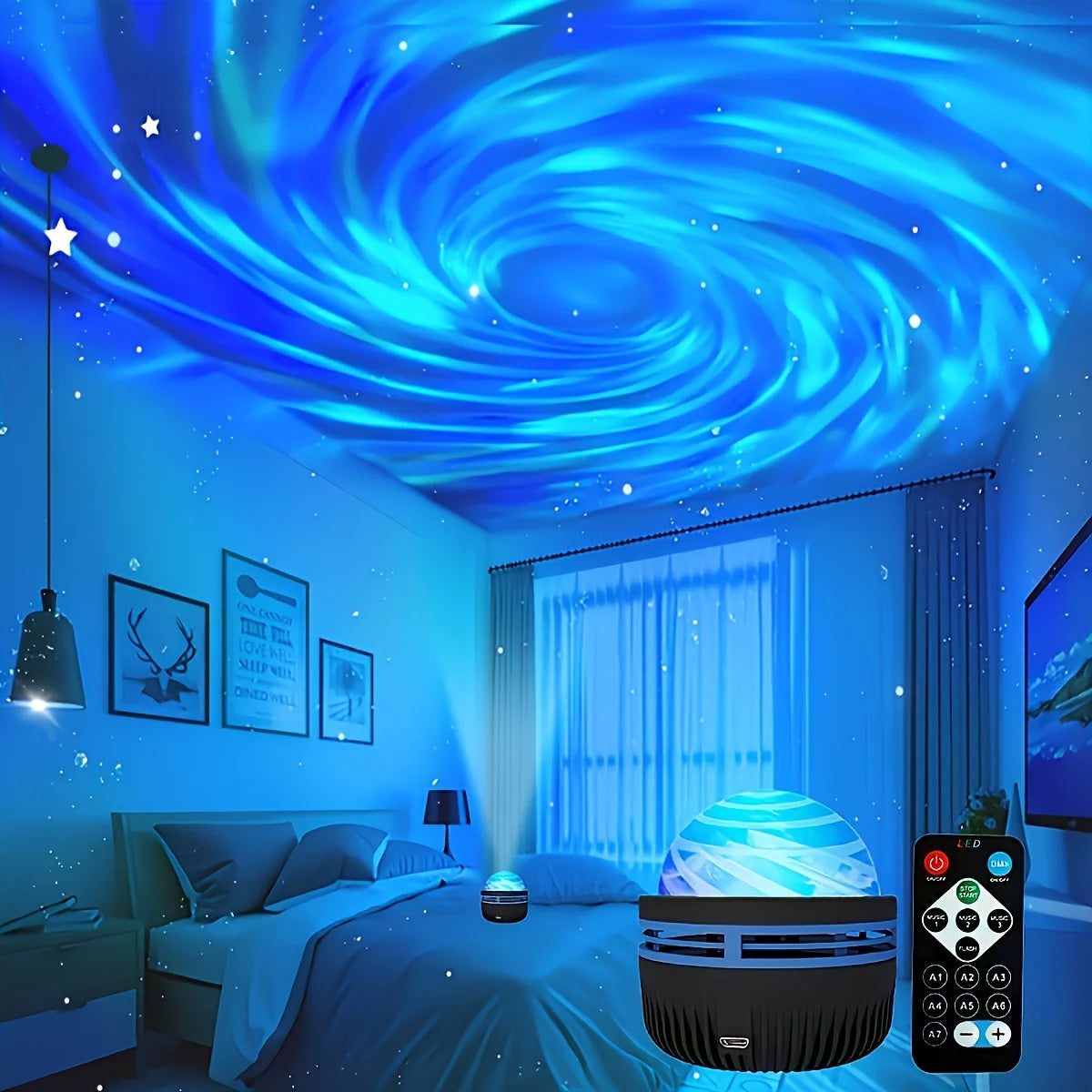 Aurora Borealis Starry Sky Projector,LED Star Projector Night Light with Remote, Galaxy Star Projector with 7 Lighting Effects