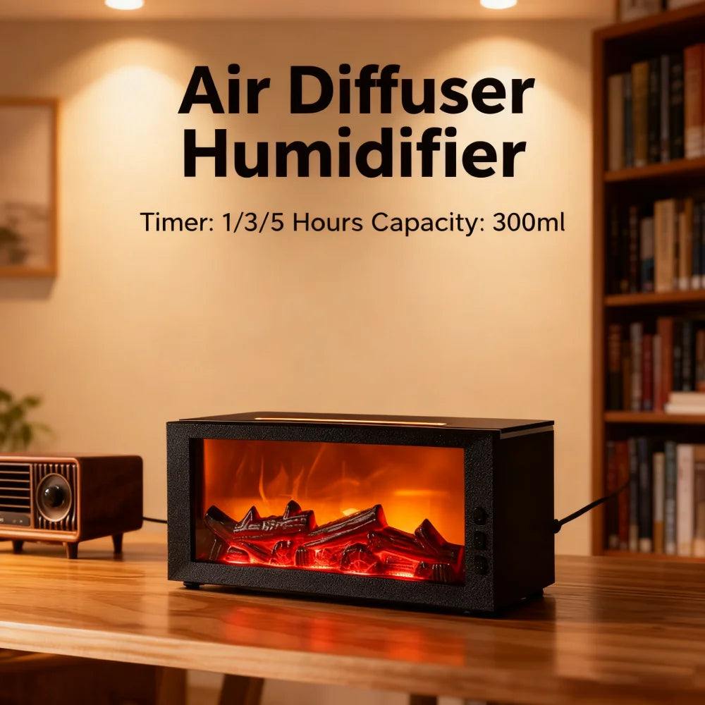 7 Colors Night Light Essential Oil Fireplace Diffuser Fireplace Flame Aromatherapy Fireplace Humidifier Aromatherapy Oil Diffuse