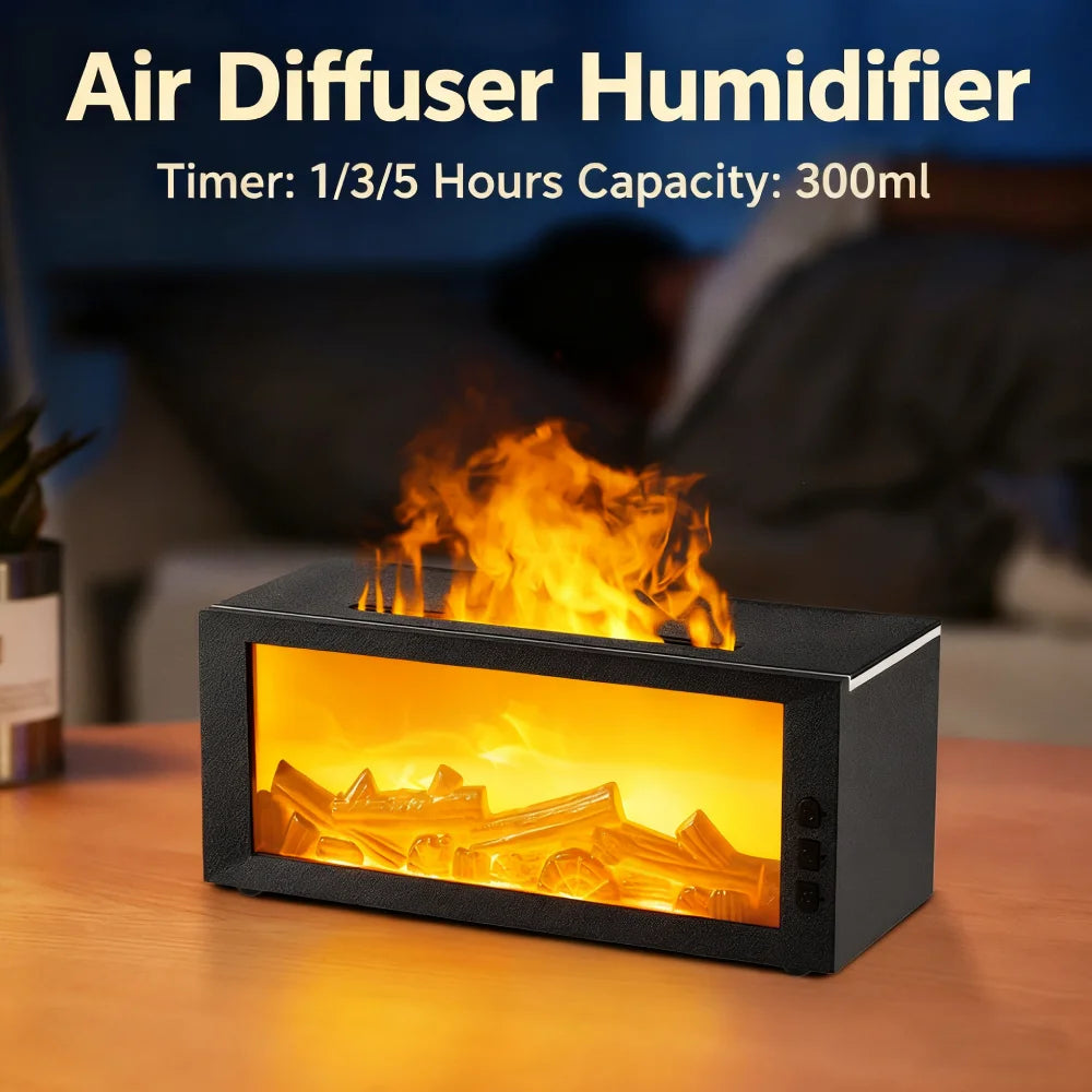 7 Colors Night Light Essential Oil Fireplace Diffuser Fireplace Flame Aromatherapy Fireplace Humidifier Aromatherapy Oil Diffuse